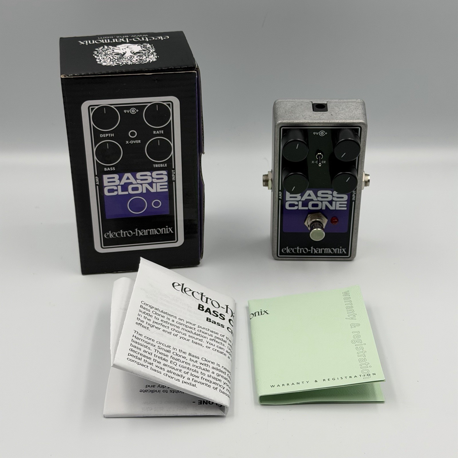 Electro-Harmonix EHX Bass Clone Bass Chorus Effects Pedal - TESTED - With Box