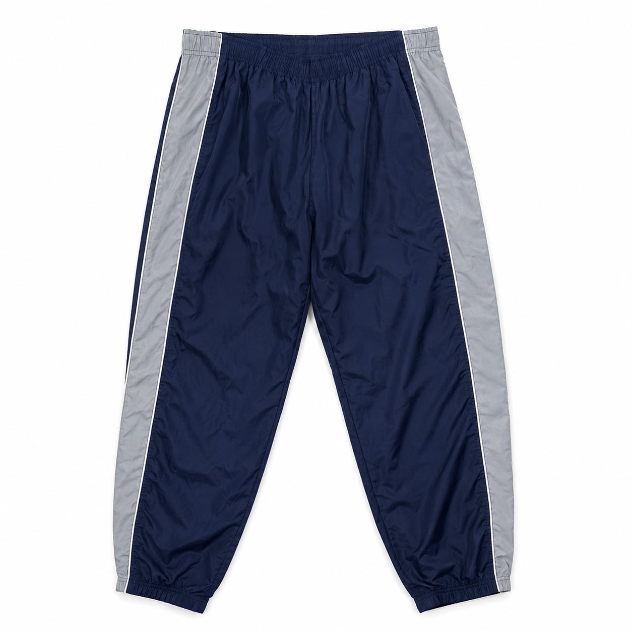 Vintage 90s / Y2K Reebok Navy Blue and Grey Nylon Track Pants