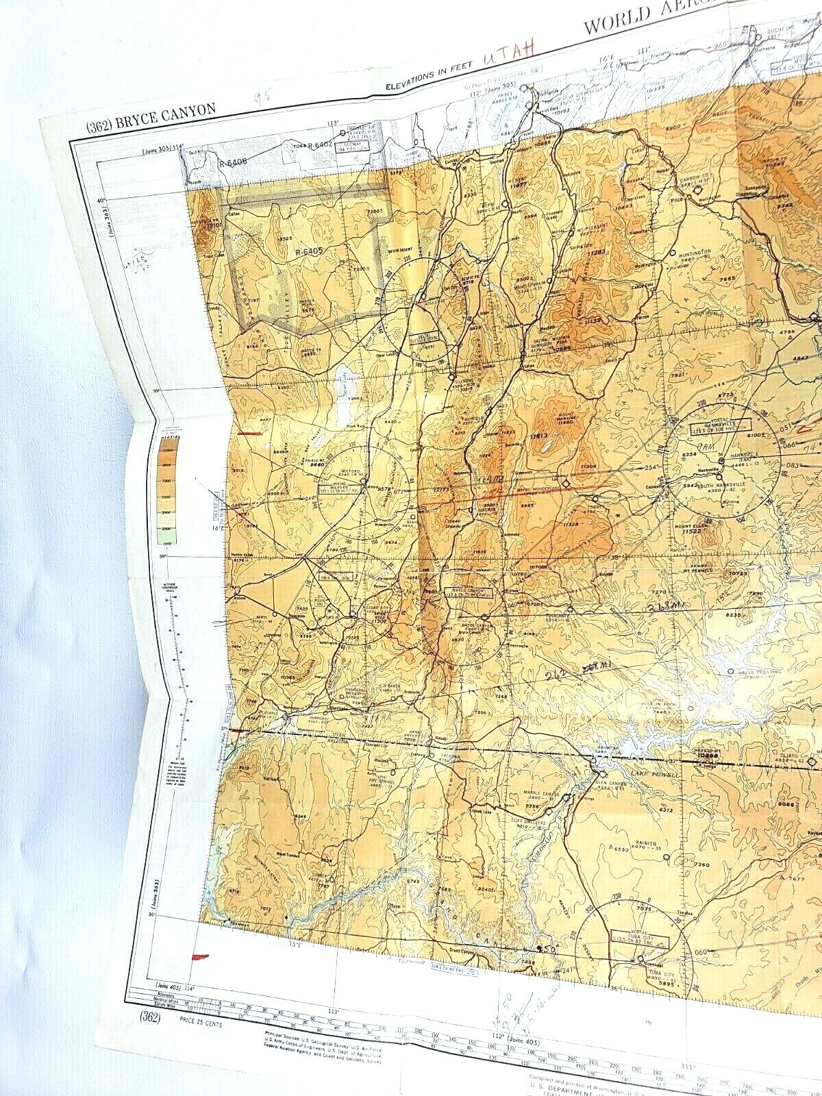 Bryce Canyon World Aeronautical Chart 28th Edition 1965