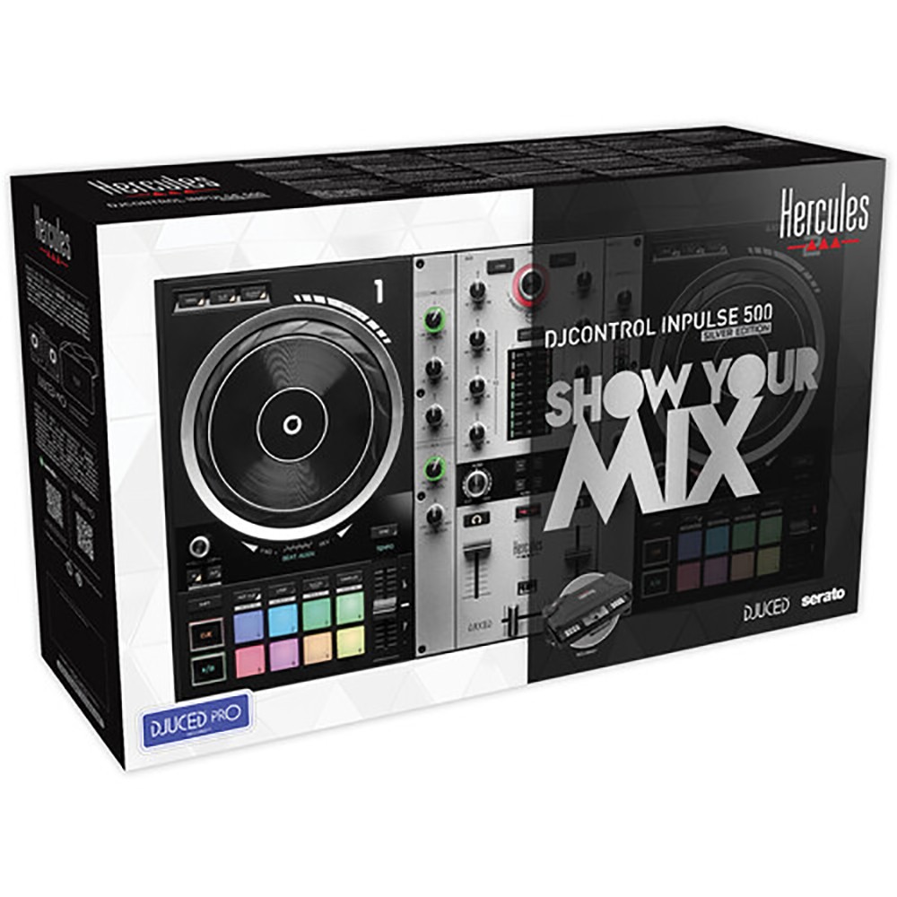 Hercules DJControl Inpulse 500 DJ Software Controller (Silver) w/ Headphones KIT
