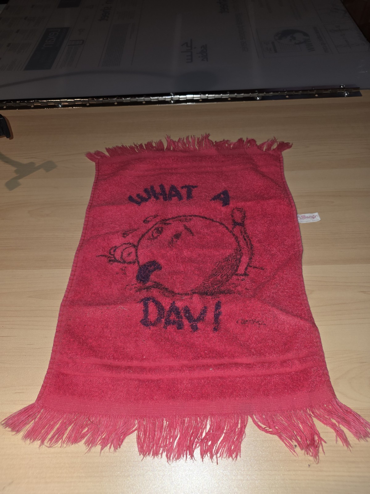 Vintage Bowling Towel What A Day Red Vintage St. Marys