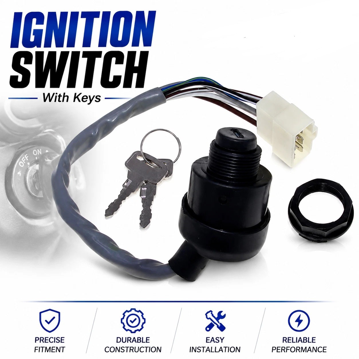 1xIgnition Switch & Key For Kawasaki Mule 500 550 2500 2510 2520 2010 2020 2030