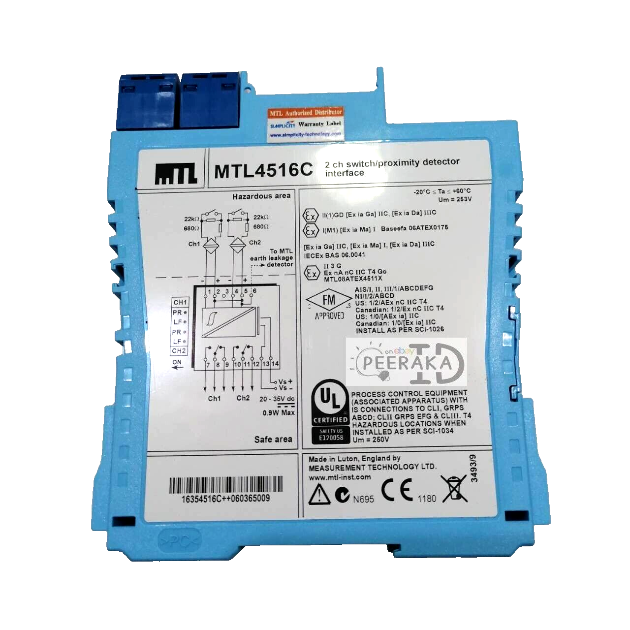 MTL4516C MTL 2CH switch/proximity detector interface ,standdard ship