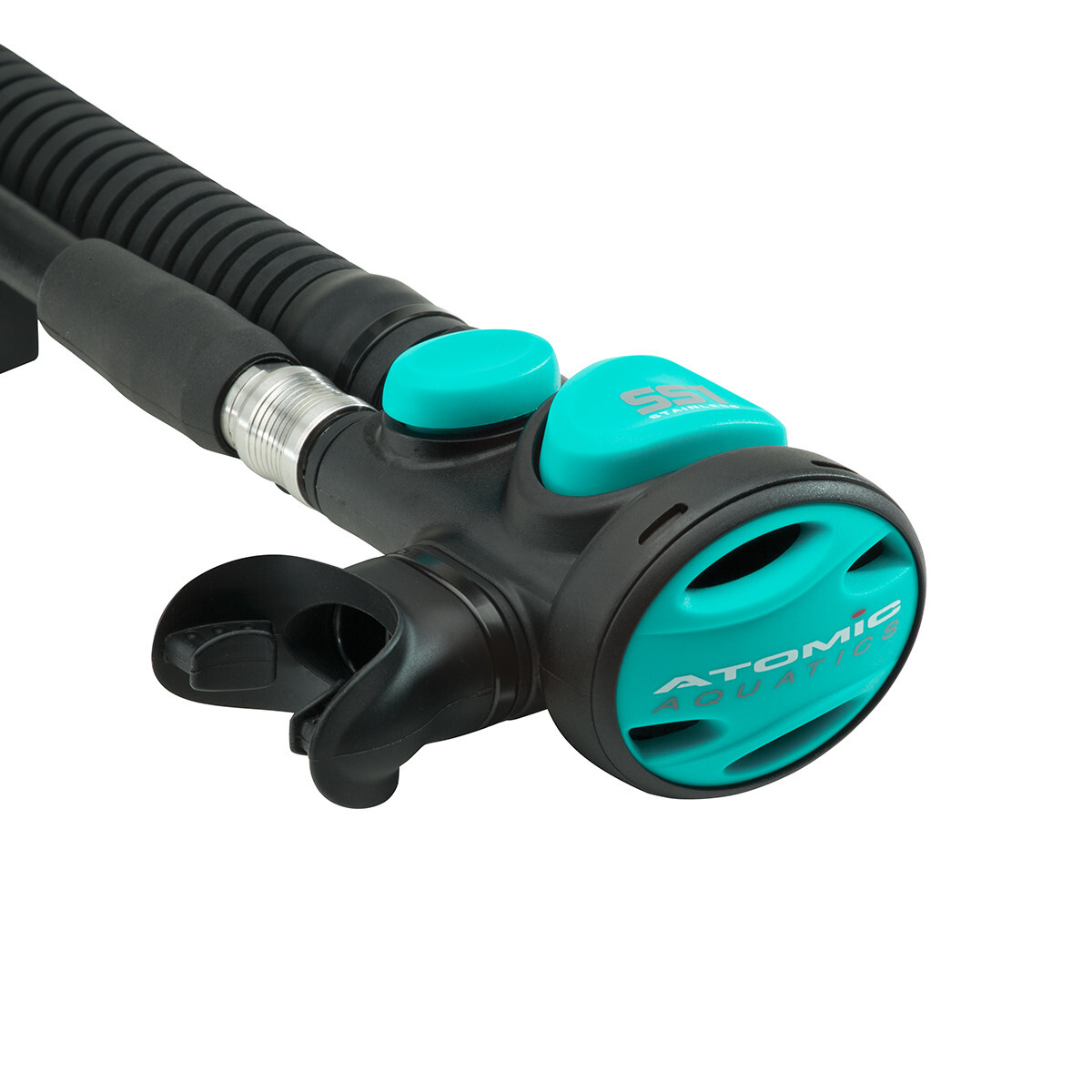 Atomic Aquatics B2 Regulator Din with SS1 Safe Second Stainless Aqua