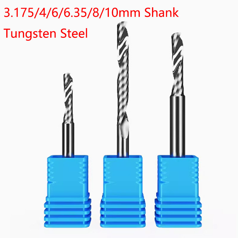 Single Flute End Mill Solid Carbide Spiral Router Bits Milling Cutter Bit CNC