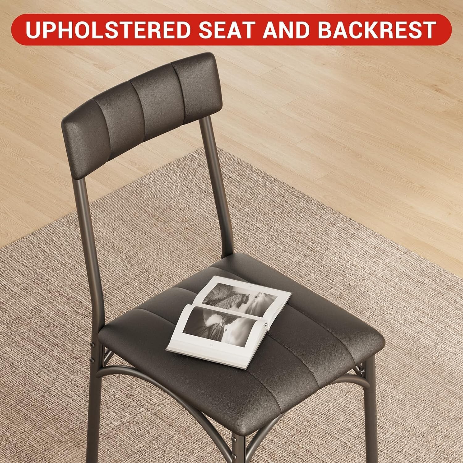 Dining Table Set for 2 Kitchen Table with 2 Upholstered Chairs for Apartment