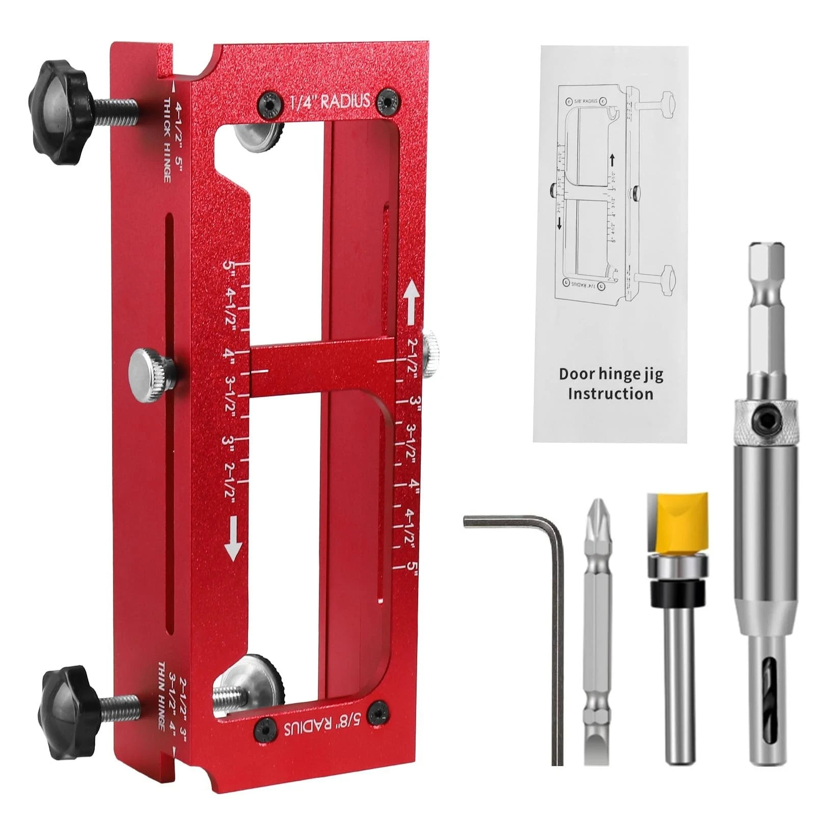 Door Hinge Jig, Aluminum Alloy Door Hinge Template Kit for Router, Adjustable...