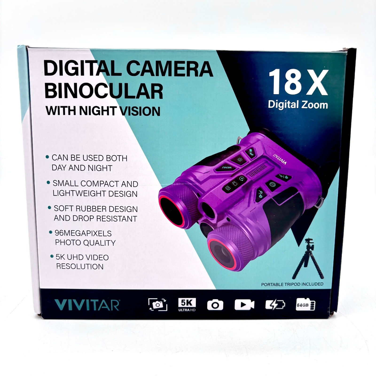 Vivitar 18x Digital Zoom Binocular w/ Night Vision Model VIVCVIR15-PUR - Purple
