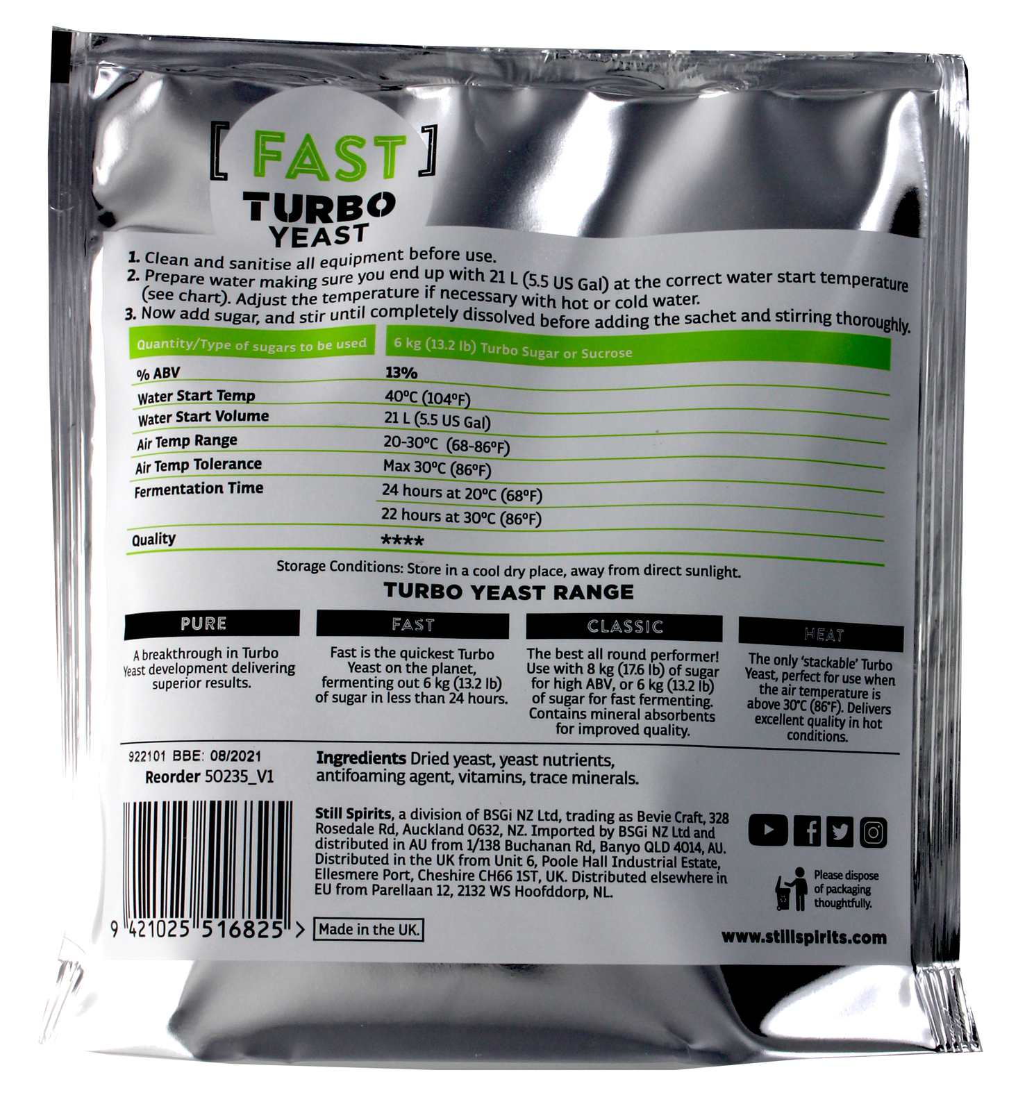 5x Still Spirits Fast Turbo Yeast 24 hour
