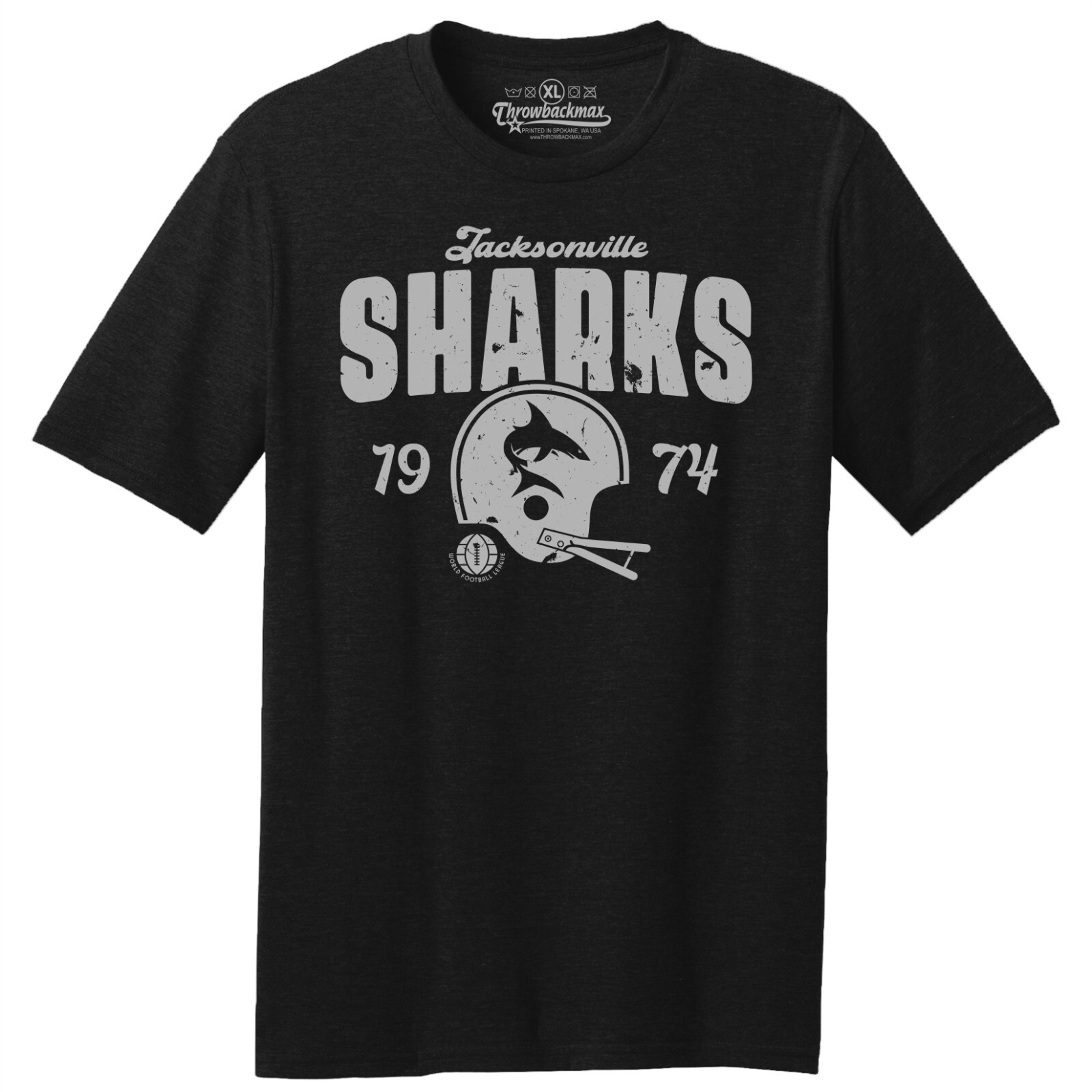 Jacksonville Sharks 1974 WFL Football TRI-BLEND Tee Shirt - Jaguars