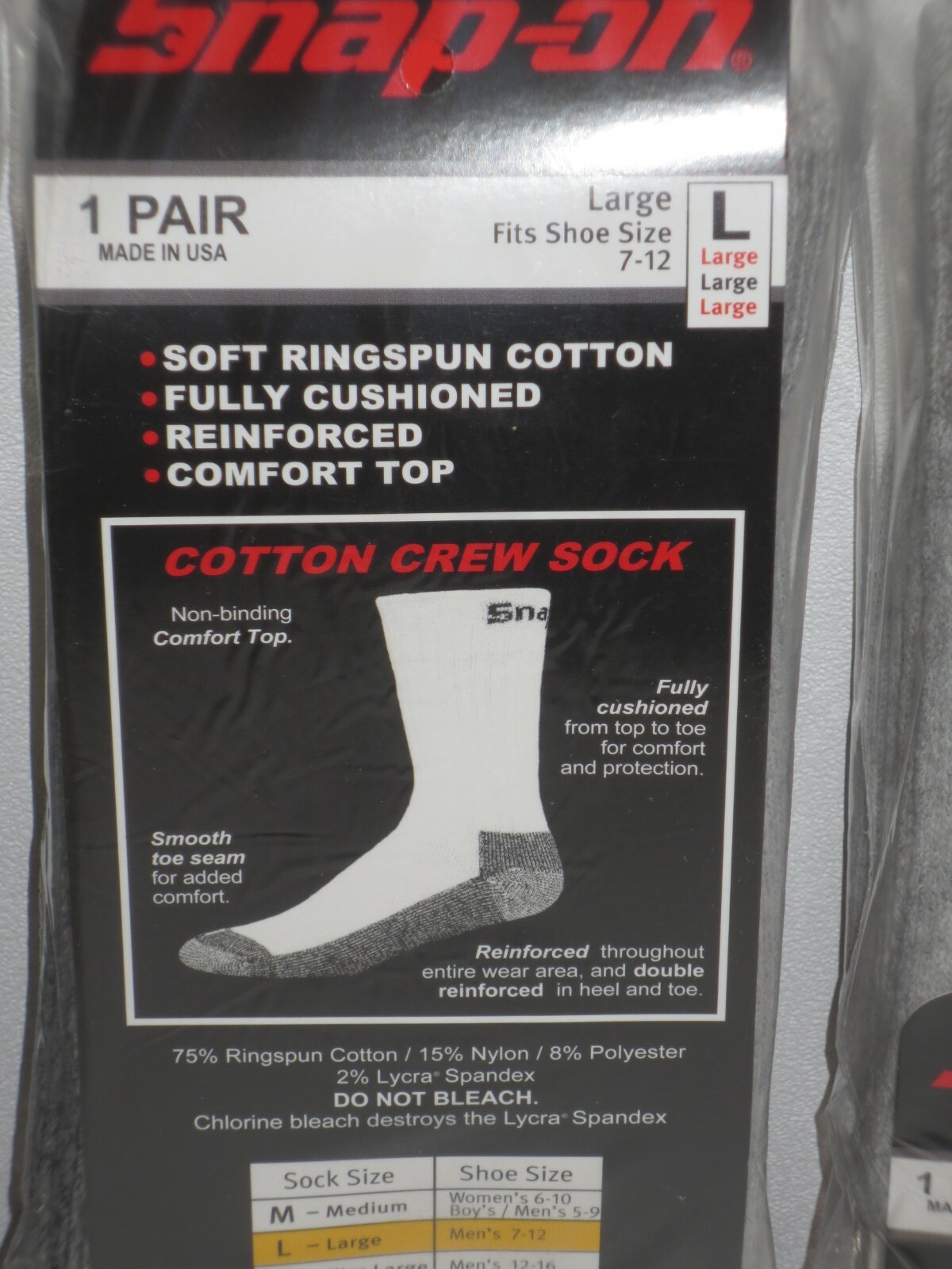 12 PAIRS Men's GRAY Snap-On Crew Socks LARGE ~ FREE SHIPPING ~ MADE IN USA *NEW*