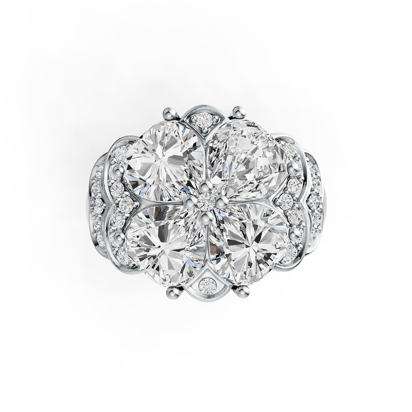 Sterling Silver Semi Mount Ring Setting Heart HT 7X7mm with White Topaz