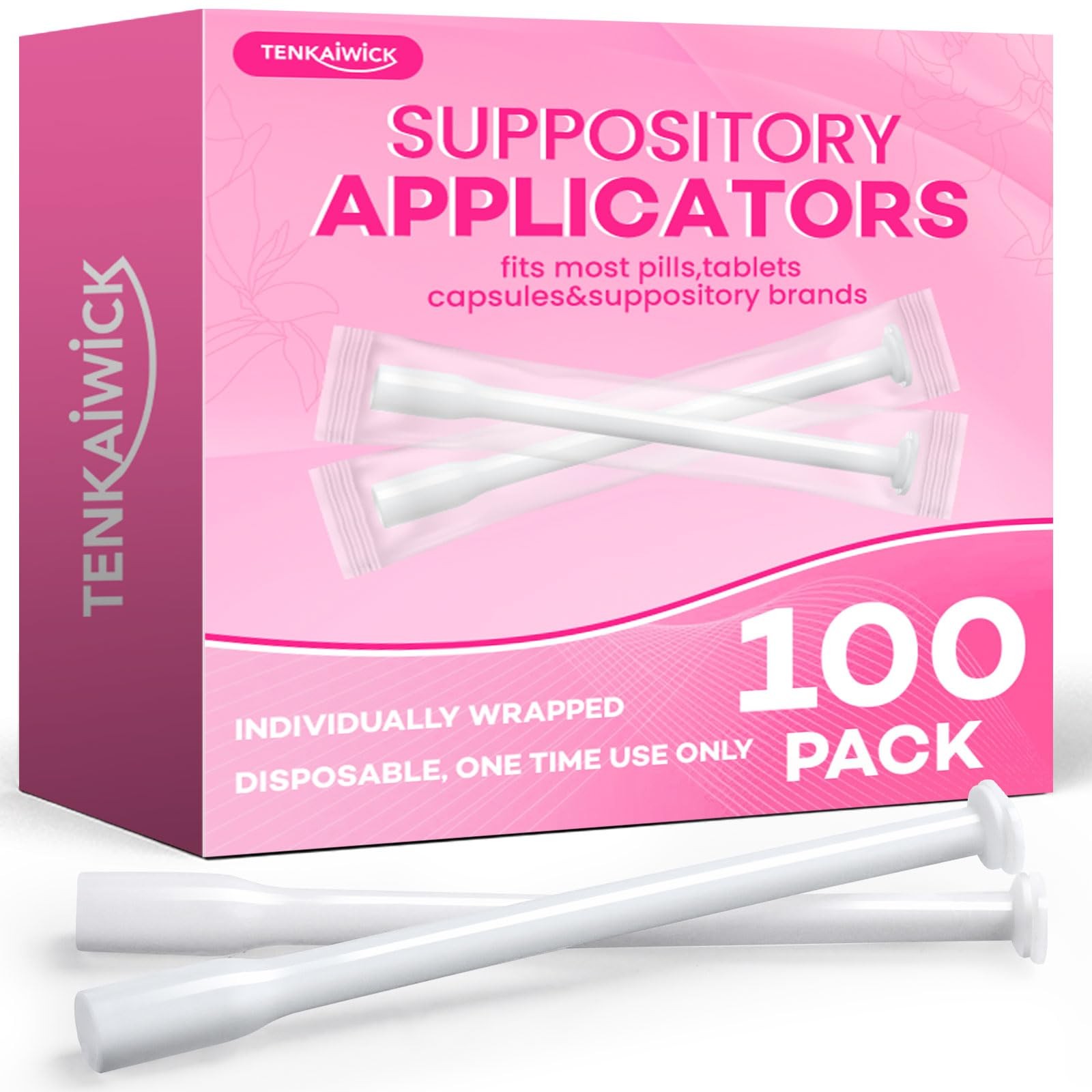 TENKAIWICK 100 Pack Disposable Vaginal Suppository Applicator for Women, 100P