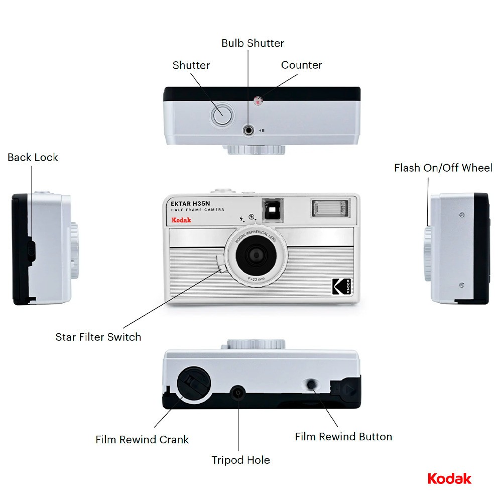 KODAK EKTAR H35N Half Frame Film Camera (Silver)