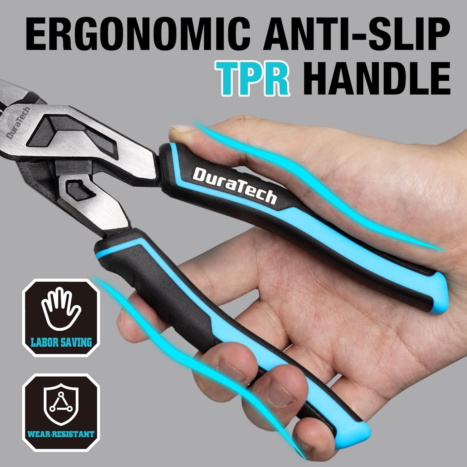 DURATECH 8-Inch Compound Lineman's Pliers Gen 2 Dual Pivot High-Leverage Design