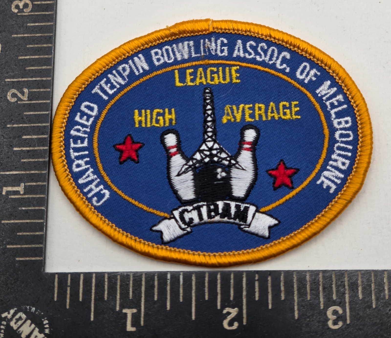 Melbourne Tenpin Bowling League High Average Patch C.T.B.A.M. Sew On