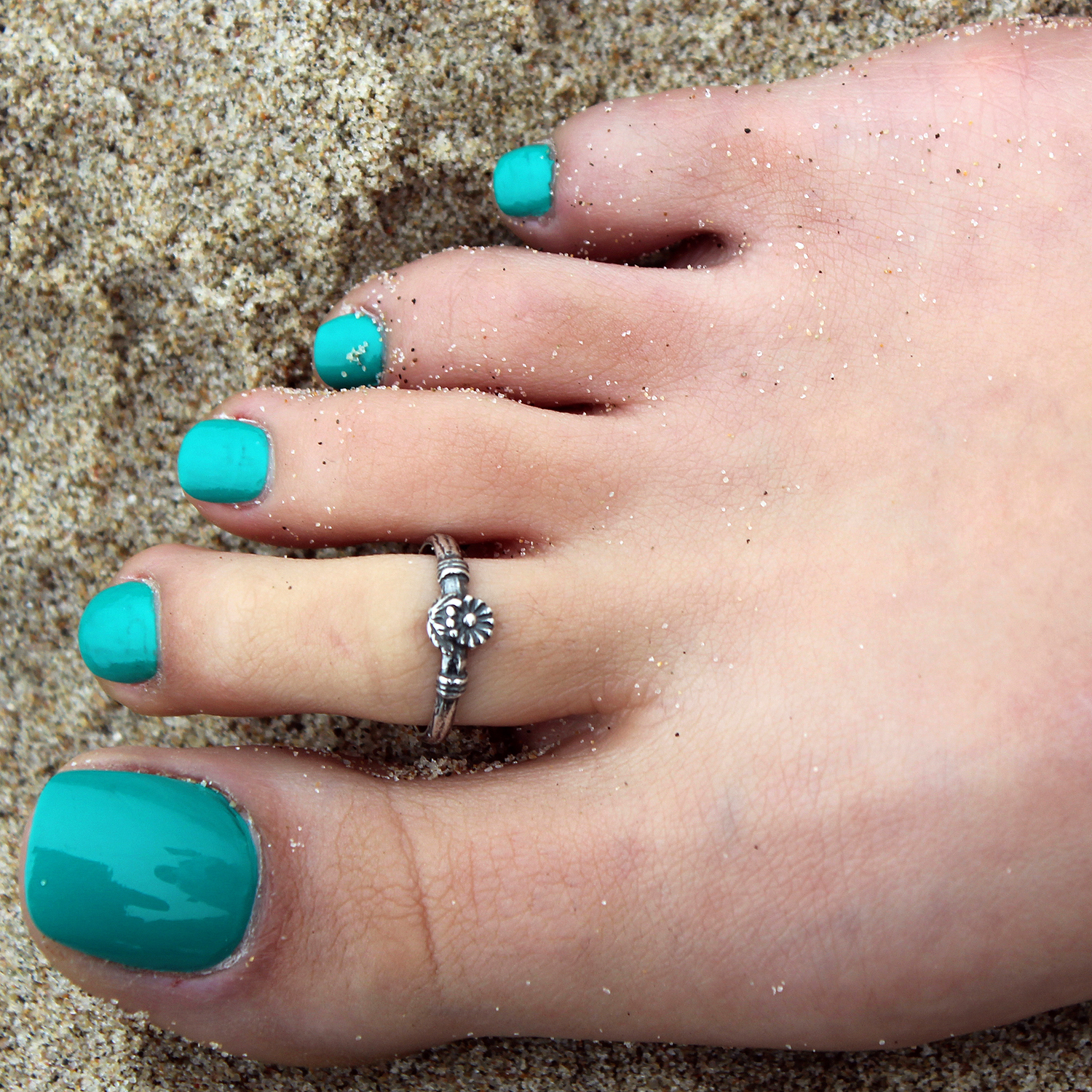 Sterling Silver 925 toe ring Flower leaf toe Ring Adjustable Toe Ring T13