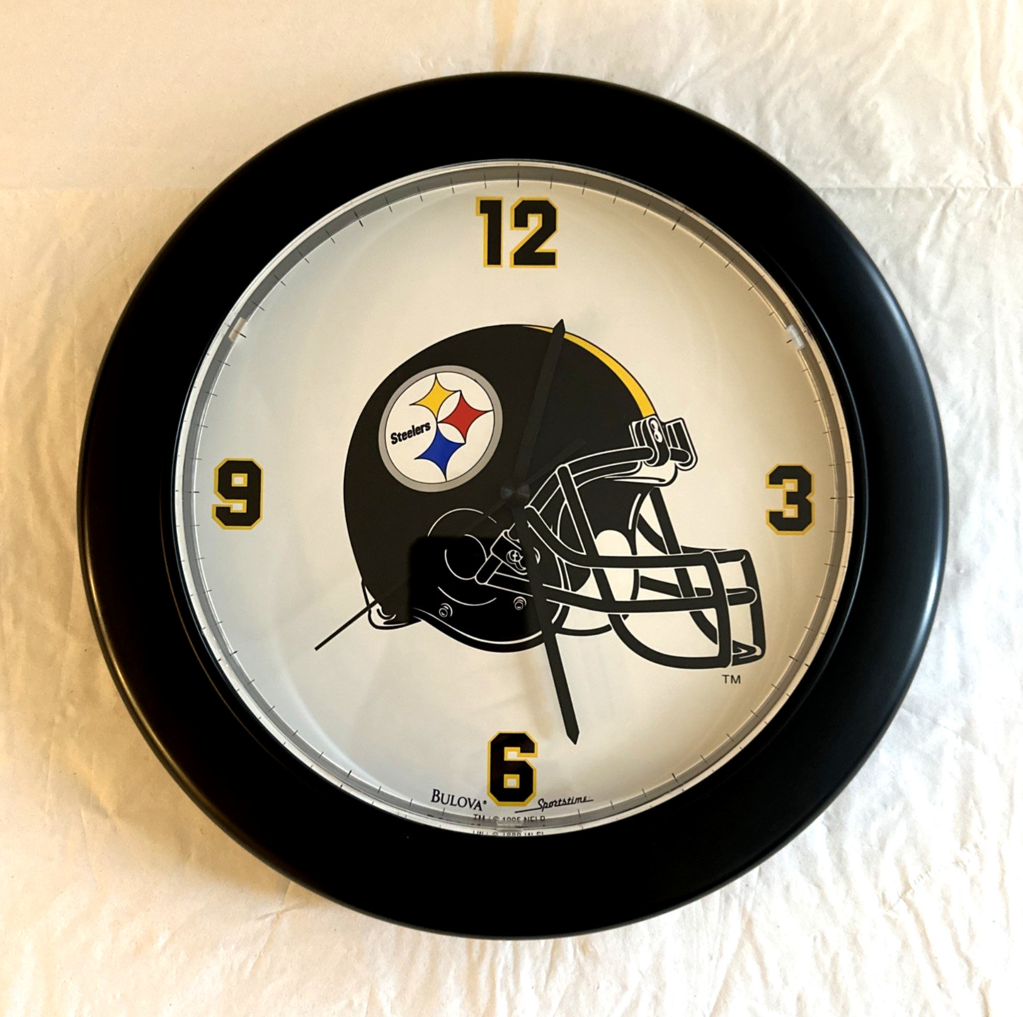 1995 Pittsburgh Steelers Bulova Wall Clock NFL Football Round 11.5" Analog New