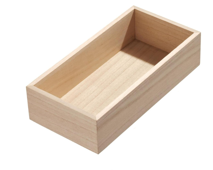 Renewable Paulownia Wood Collection Drawer Organizer Bin 5" x 10" x 2.5" Natural