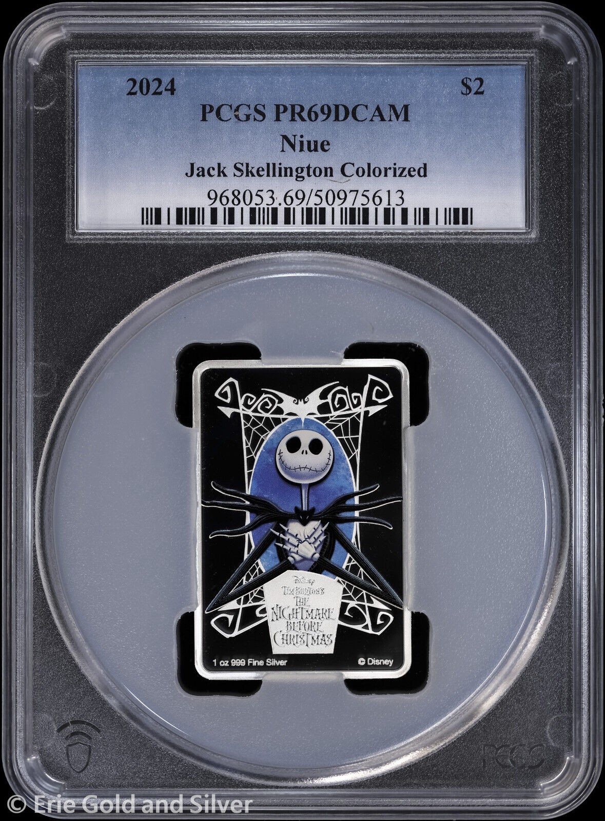 2024 $2 Niue Jack Skellington 1 oz Silver Proof Colorized Coin PCGS PR 69 DCAM