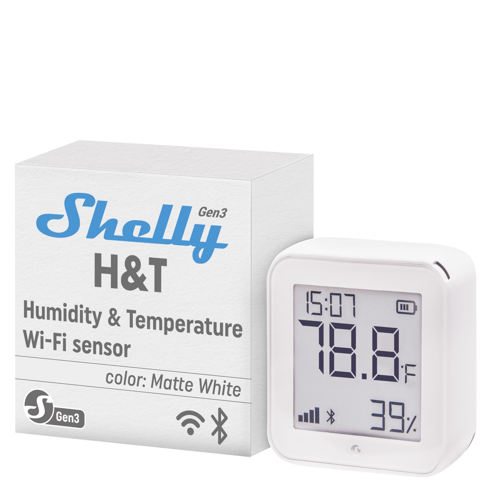 H&T Gen3 White | Wi-Fi & Bluetooth Smart Temperature & Humidity Sensor with Remo