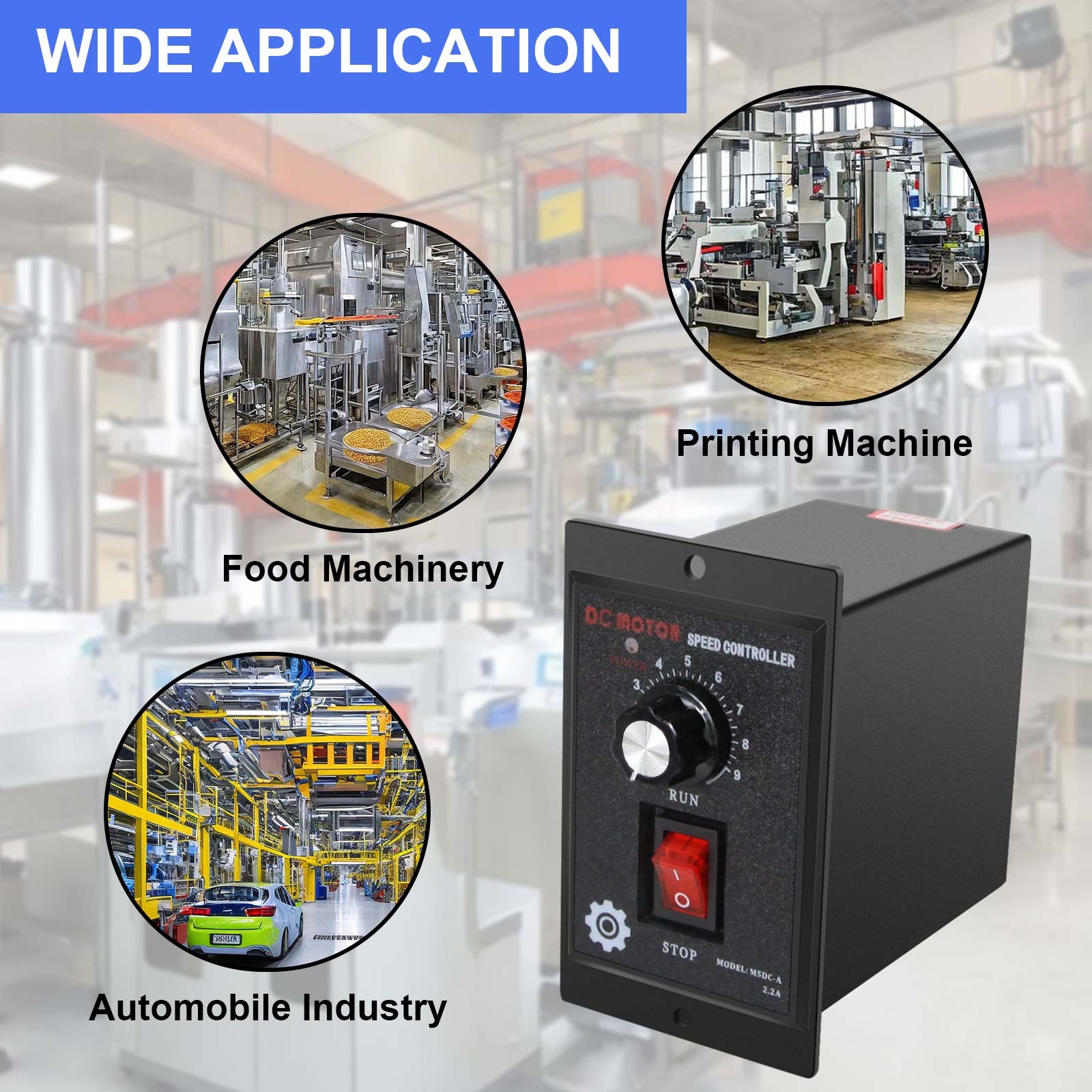 AC110V to DC90V DC Motor Controller, 500W Forward Reverse Speed Regulator US