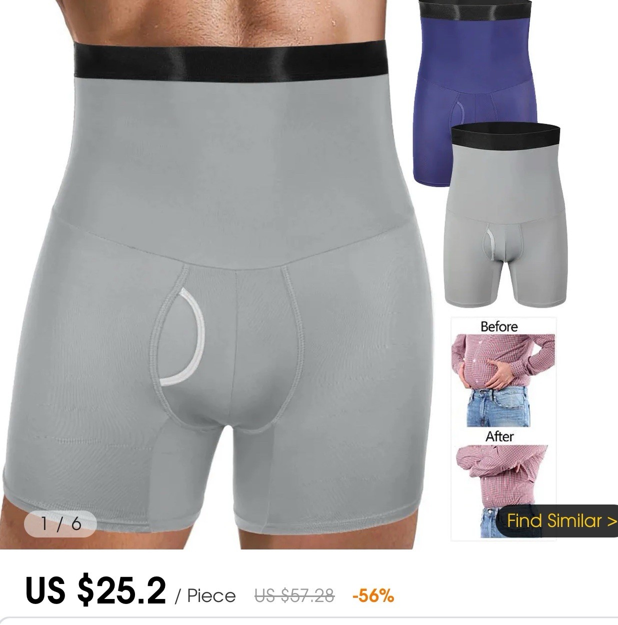 Mens Shapewear Tummy Control Underwear Shorts Slimming Body Shaper Boxer Briefs