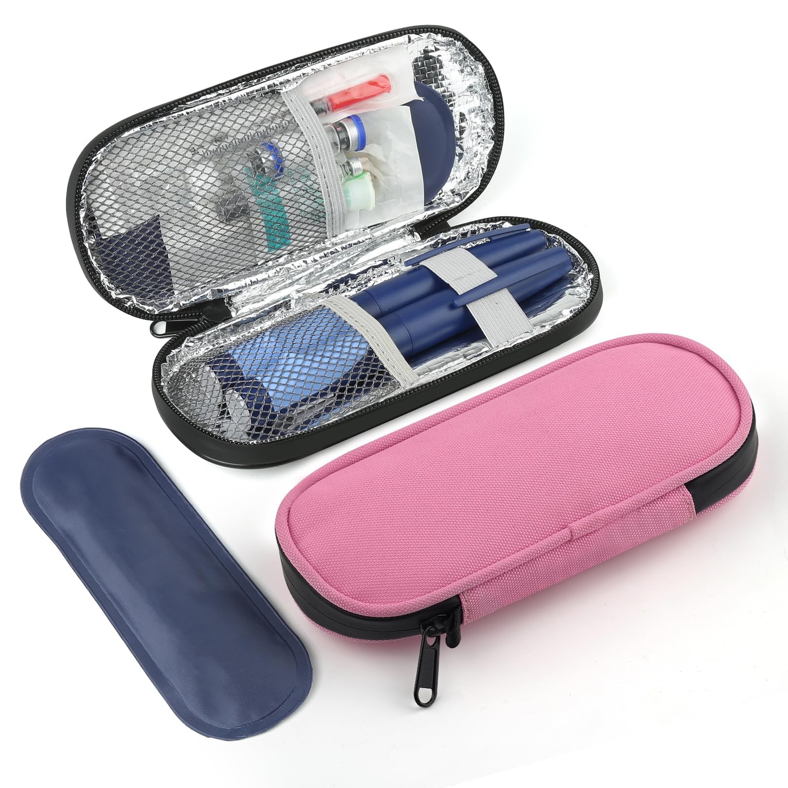 Insulin Pen Cooler Travel Case 2 Ice Packs TSA Approved Diabetic Bag Pink