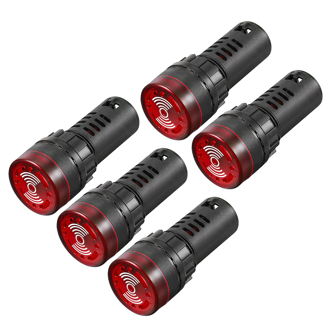 5pcs Red Indicator Light with Buzzer AC/DC 110V 22mm Panel Mount Flashing Alarm