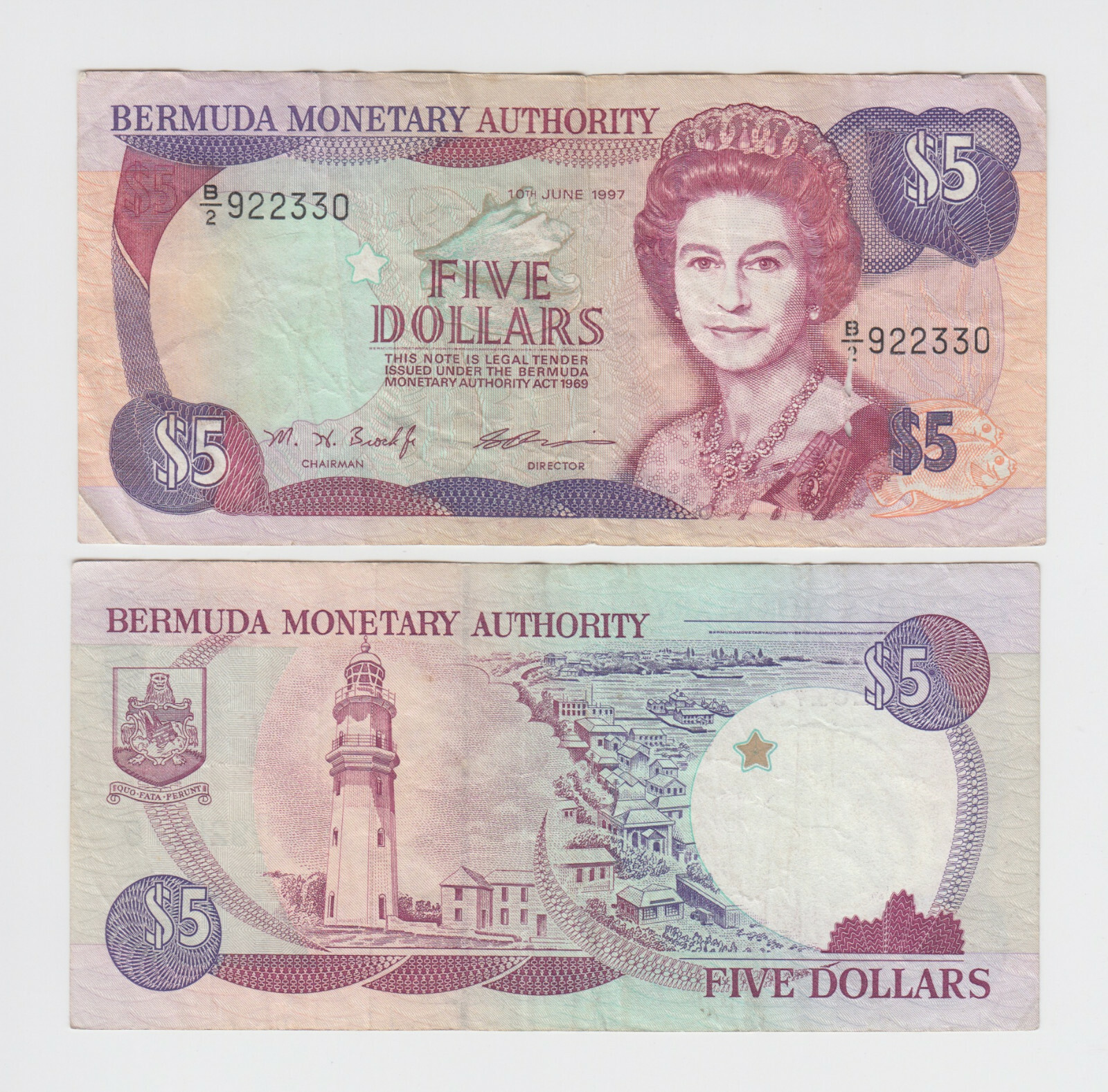 BERMUDA P.41d 5 DOLLARS 10.6.1997 PFX B/2 QEII  VERY FINE  LOW SHIPPING 2202 yyy