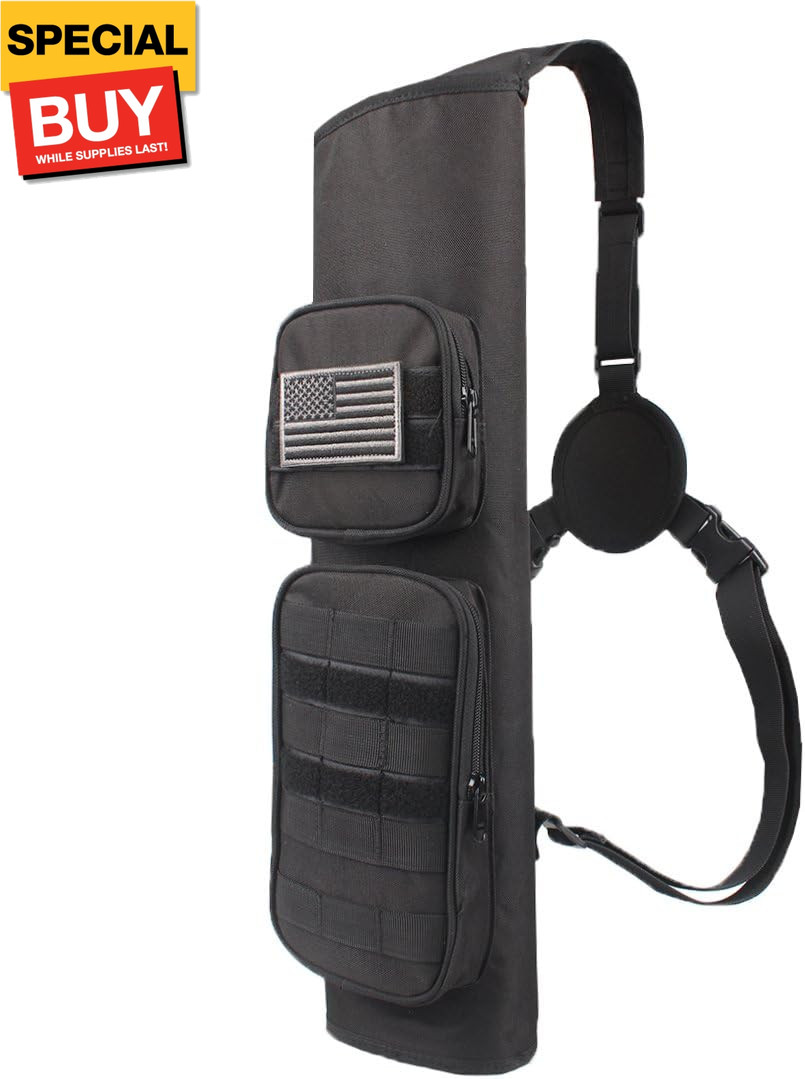 Archery Back Arrows Quiver Bag with Molle System and Pockets for Hunting Shootin