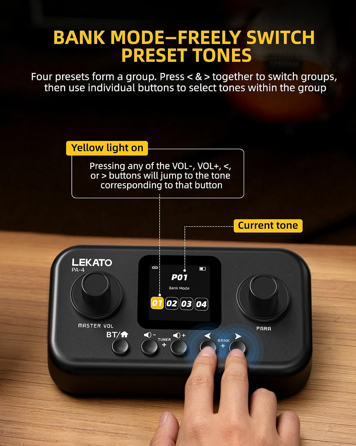 LEKATO Desktop Multi Guitar Effects with 6 Modules, 80 Presets, 20 Amp Modeling
