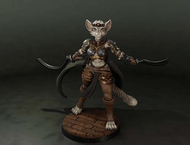 Dungeons & Dragons Playable Character - Female Tabaxi - Fighter, Warrior