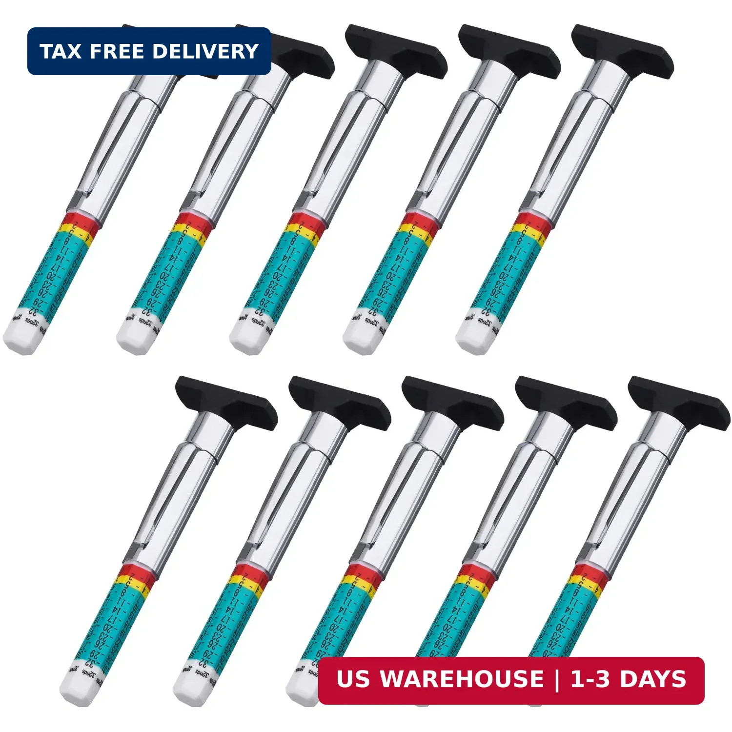 Pangda 10 Pack Tyre Gauge Smart Color Coded Tyre Tread Depth Gauge in 1/32 Inch