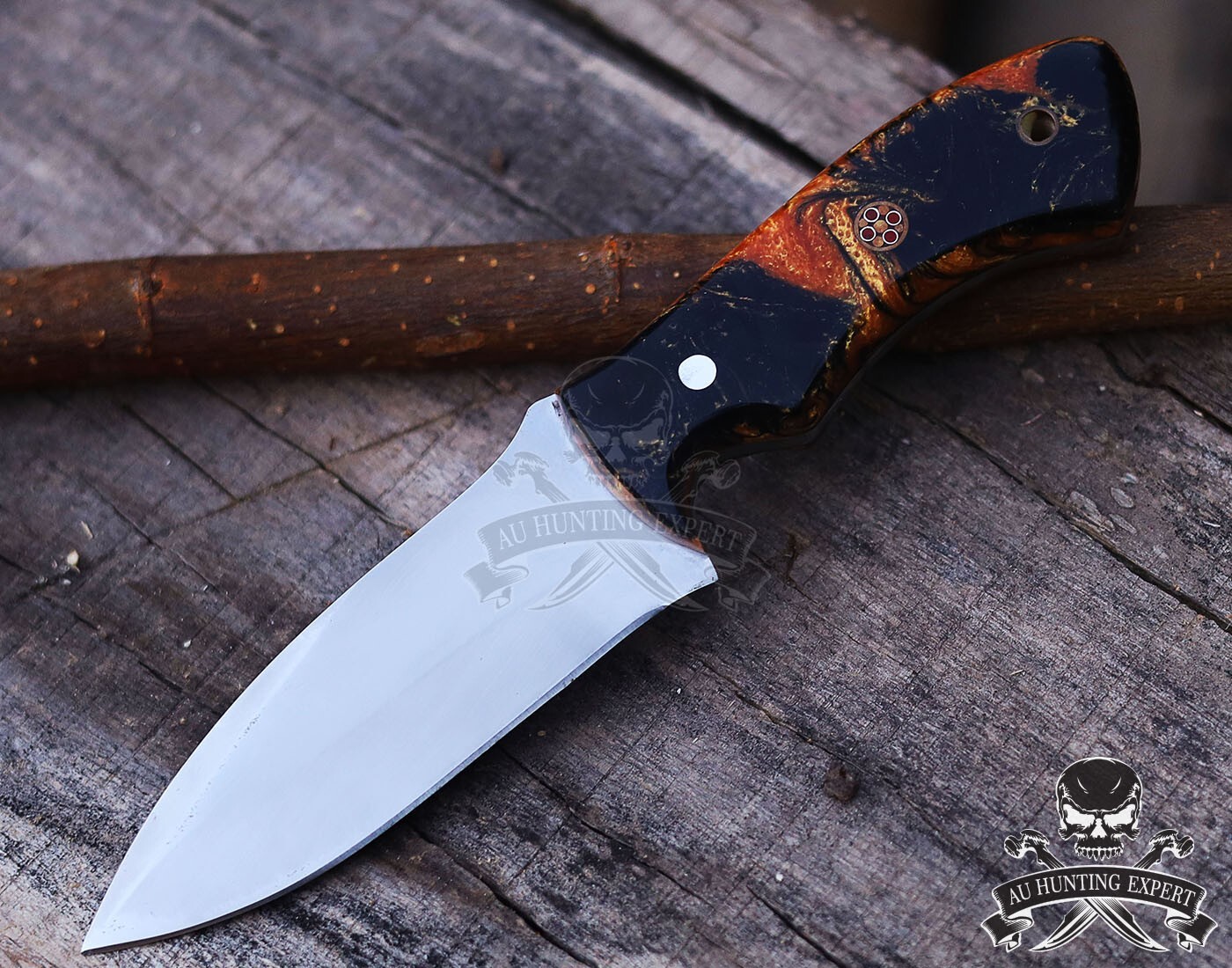 Hunting Full Tang Skinner Hunting Knife with Leather Sheath 8"