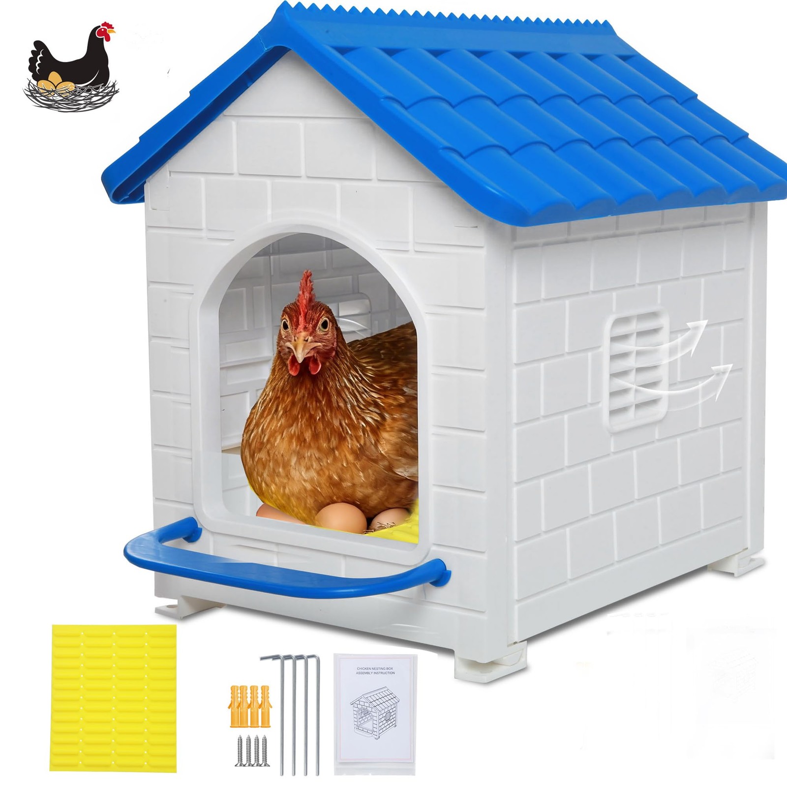 Nesting Boxes for Chicken, 100% Waterproof Hens Nesting for Laying Eggs for H...