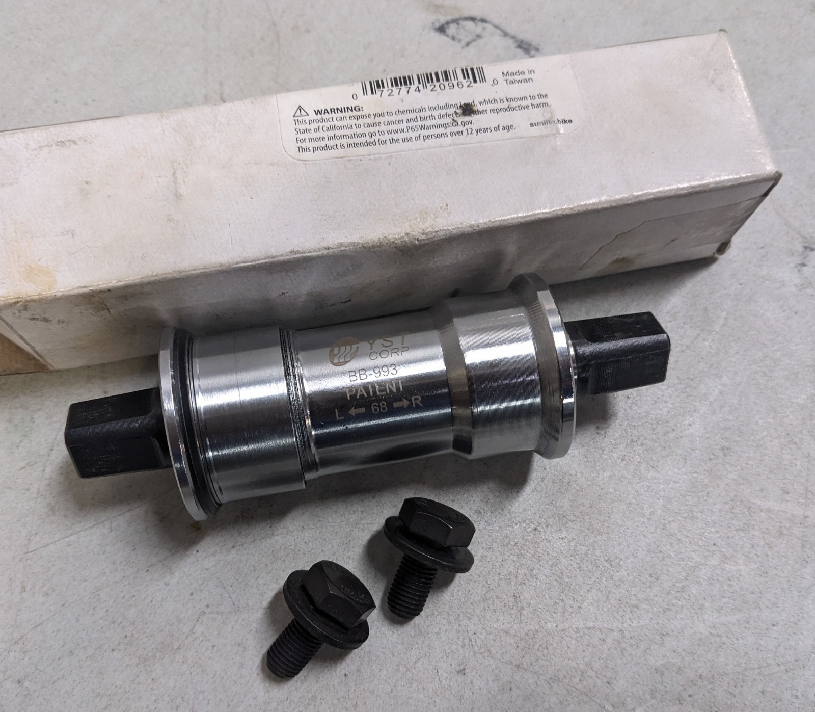 SUNLITE Threadless Repair Bottom Bracket - 68 x 119mm, Square Taper