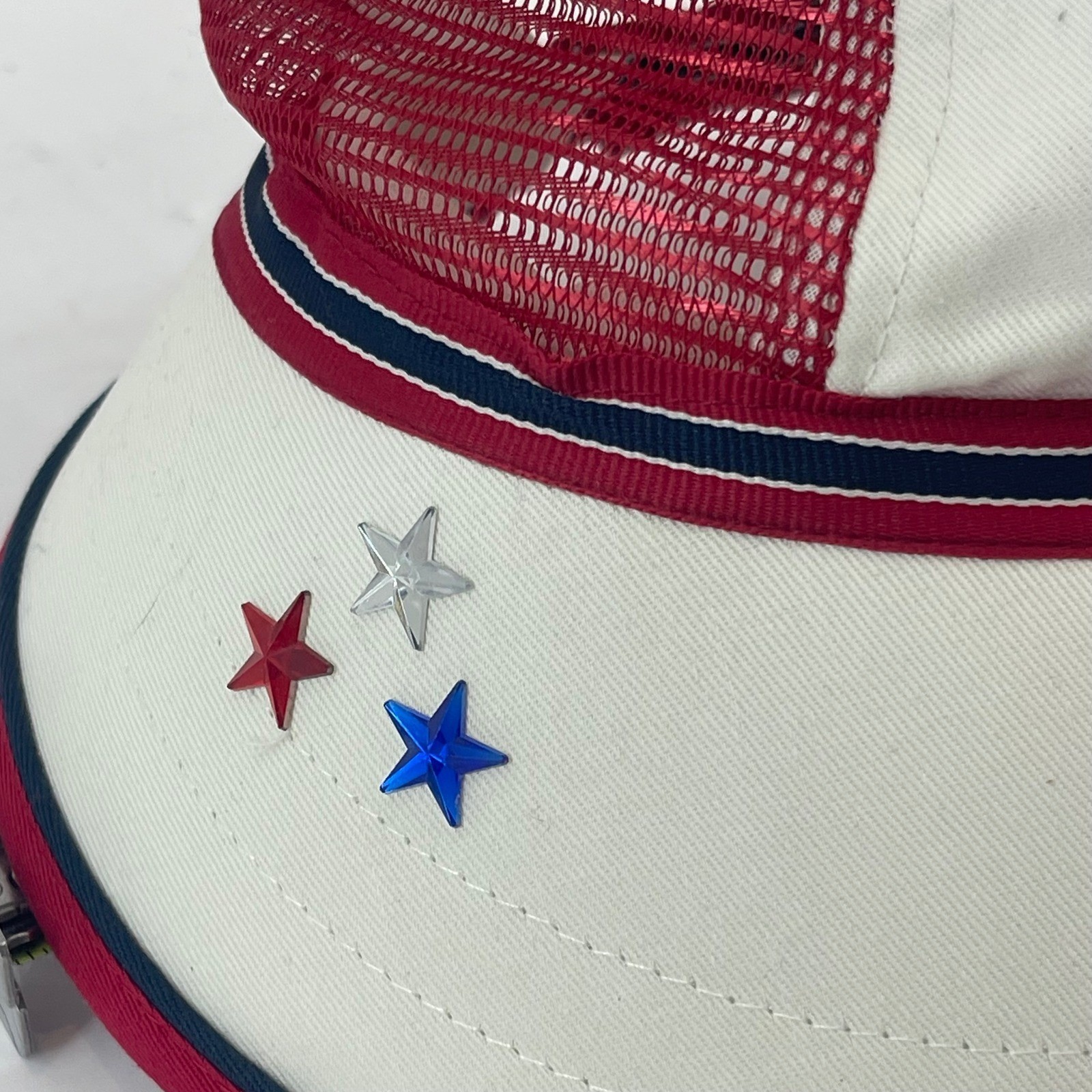 Wide Brim Bucket Hat Womens Patriotic Star Gems Nautical Coast Mesh 4th of Juiy