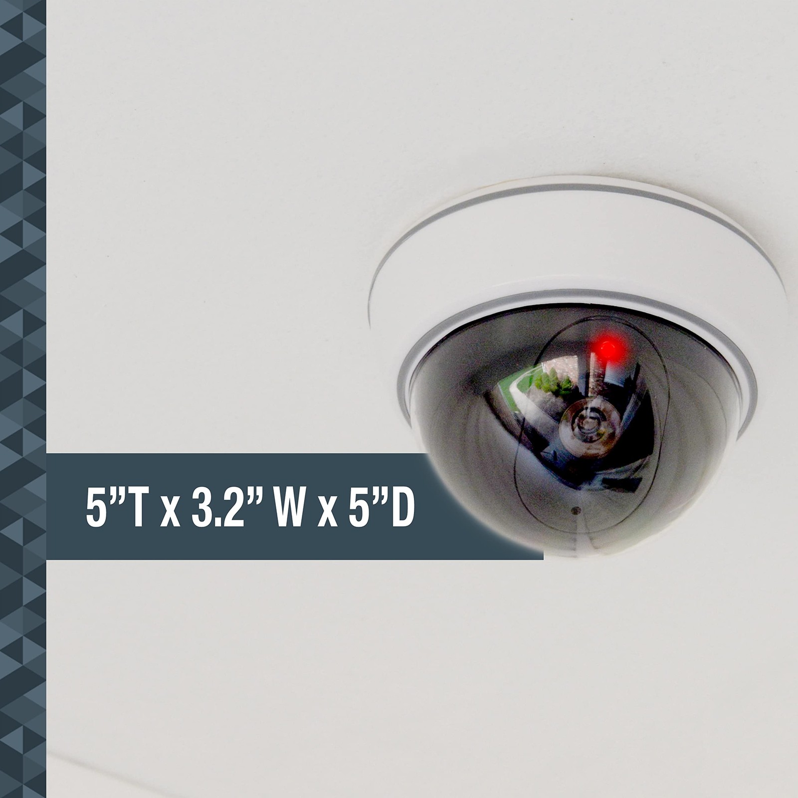 SABRE Fake Dome Security Camera, Flashing Red Light For 1 Pack, White
