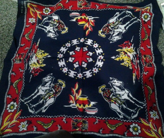 new Bandana Southwest Red Indigo Cotton Cowboy Western Hanky Vtg Print design