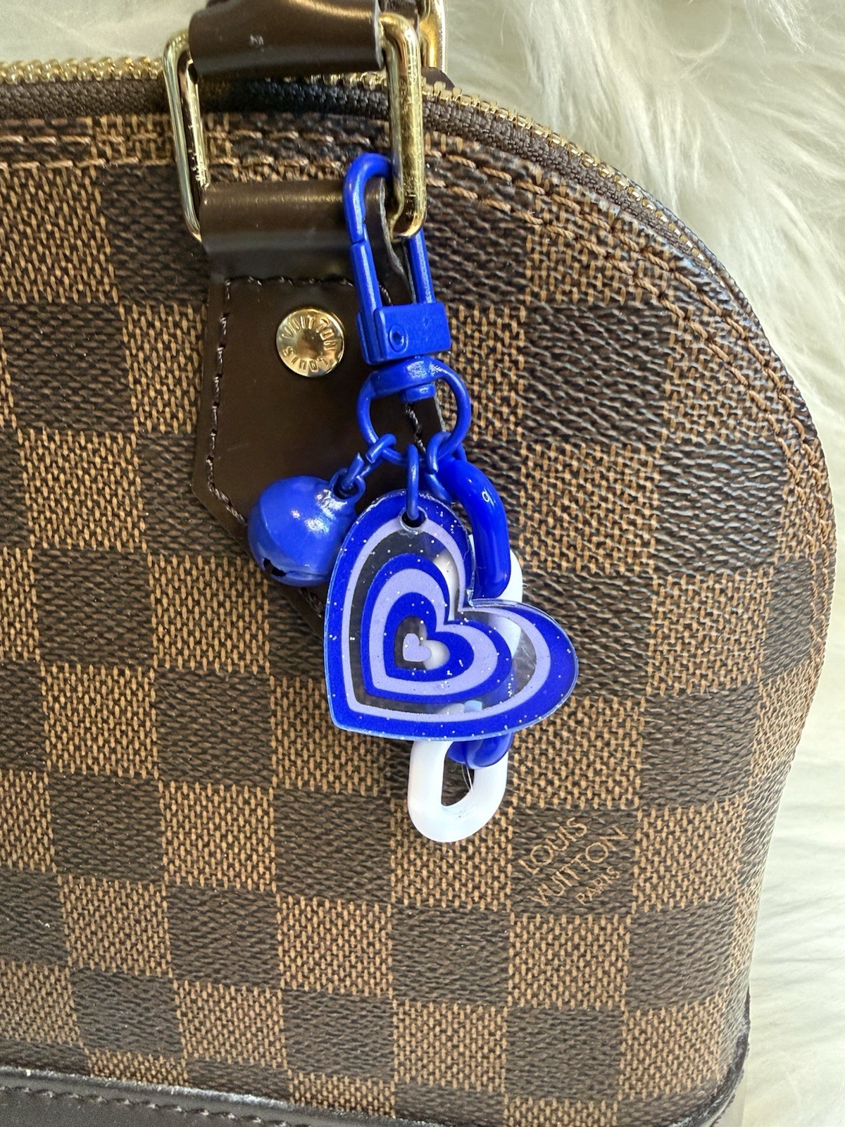 dark Blue Heart Bag Charm Key Ring Fob Keychain Purse Charm Bell Y2K New Gift
