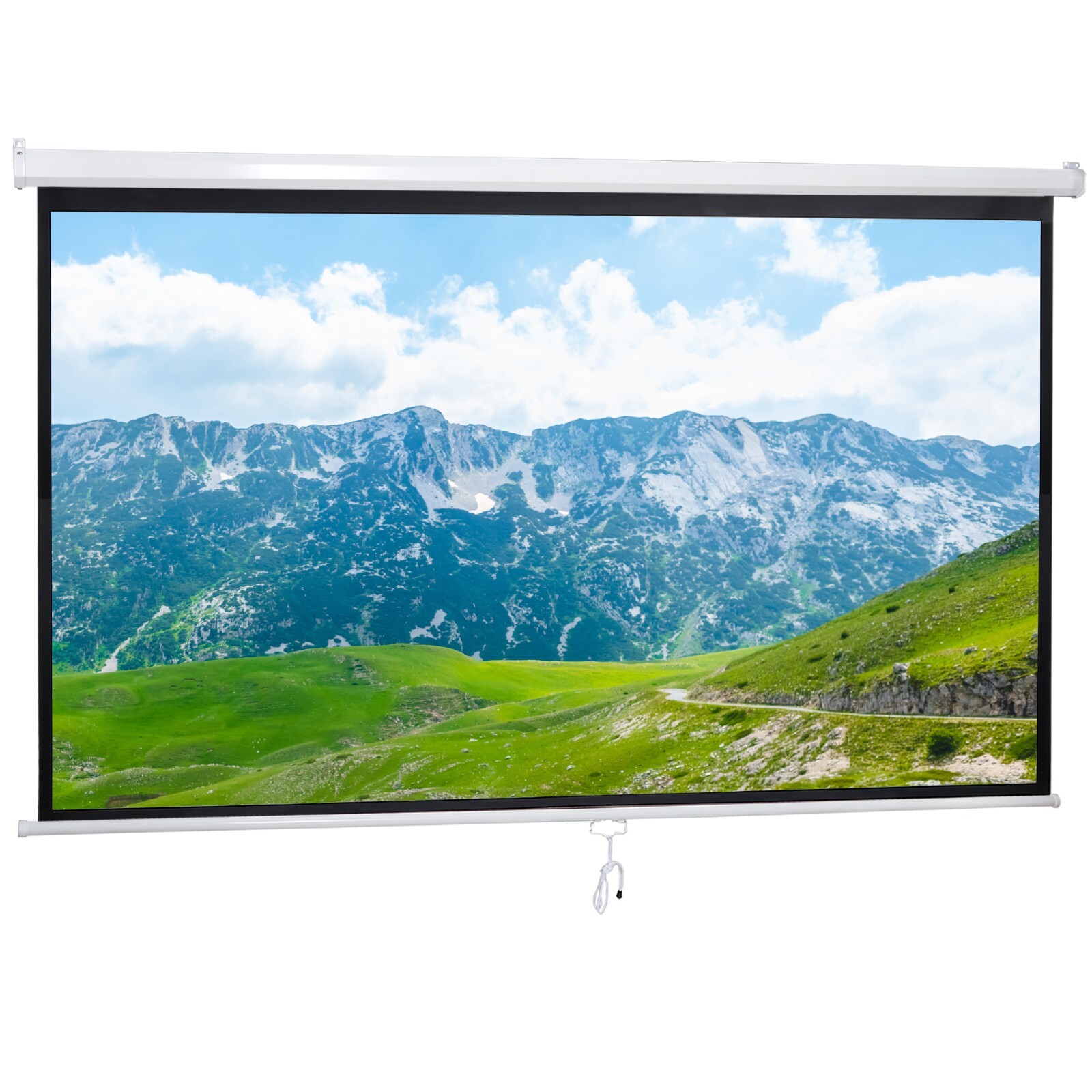 Projector Screen 100'' 16:9 HD Manual Pull Down Projection Screen for Home Use