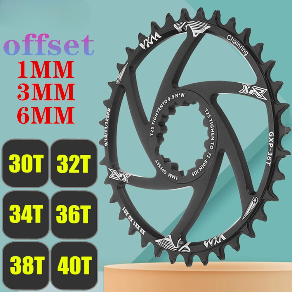 Offset 1/3/6mm Narrow Width Chainrings MTB Bicycle Crankset 30/32/34/36/38/40T