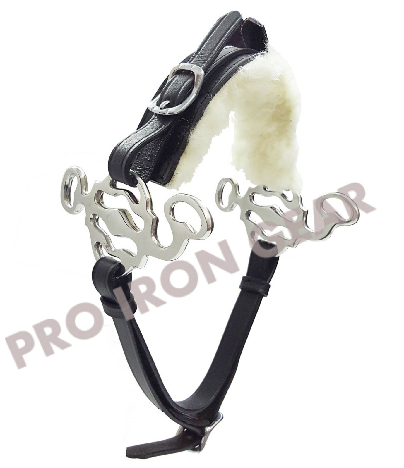 Hackamore Bitless Horse Bit English Western Adjustable Leather(Black)