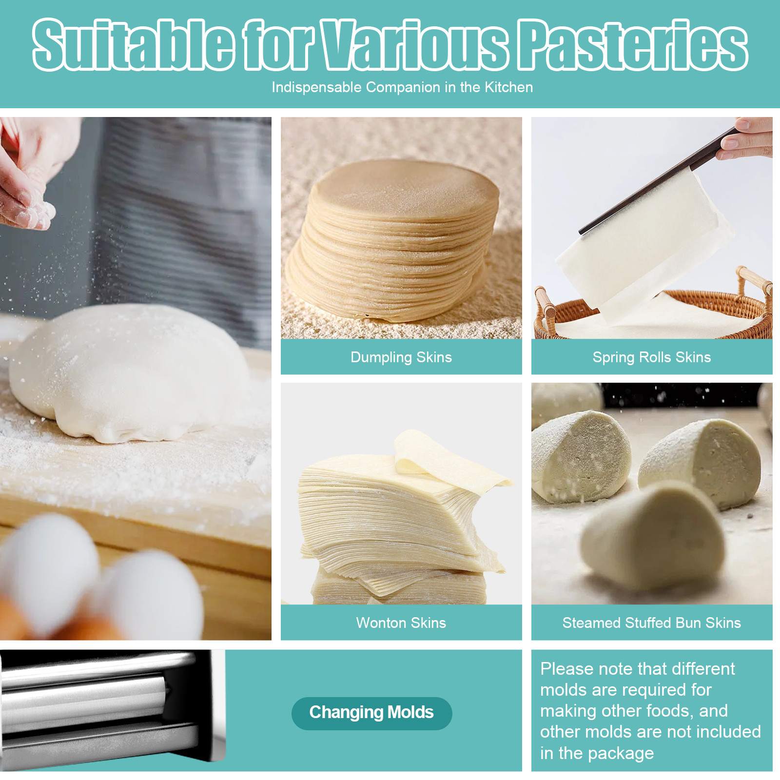 Electric Dumpling Skin Processing Machine Maker Wonton Dough Wrapper Commercial