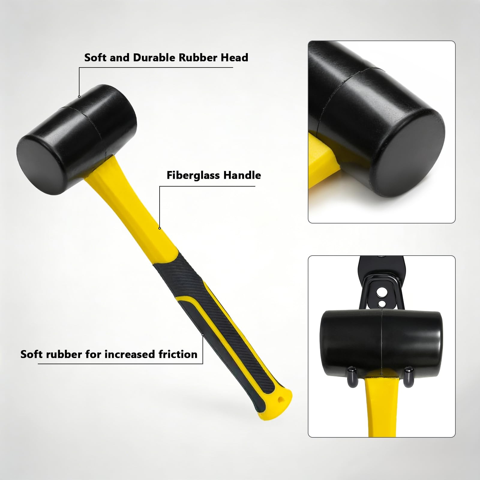 Rubber Mallet Hammer Soft Mallet - 12.4 oz Rubber Hammer Mallet, Soft Rubber ...