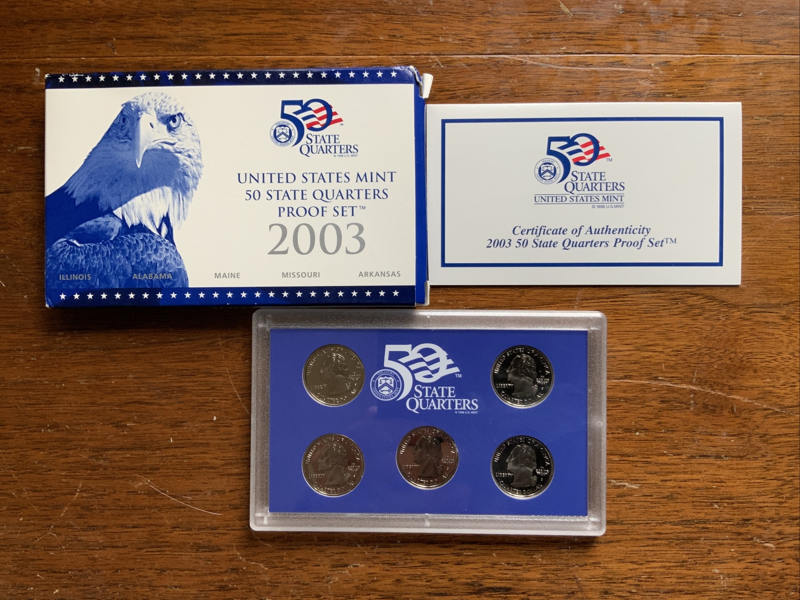 Sealed US Mint 2003 50 State Quarters Proof Set - States: IL, AL, ME, MO, AK