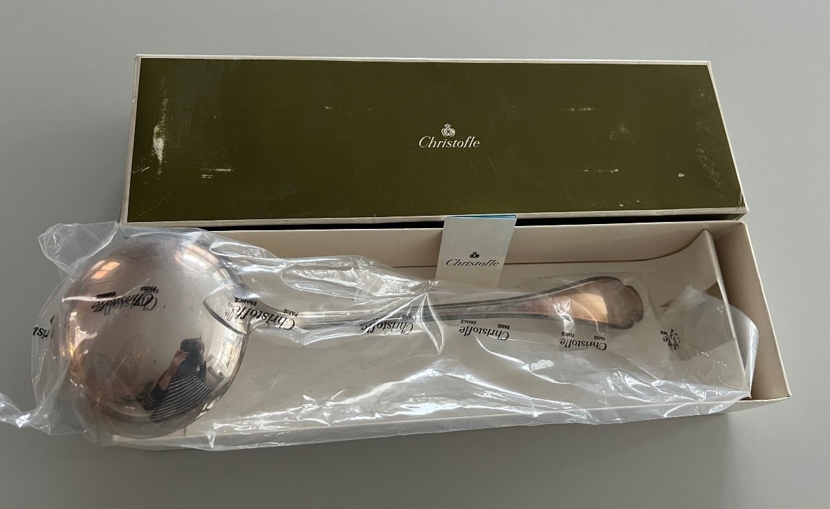 Vtg Christofle France Pompadour Large Ladle Silver-Plated Mint in Original Case