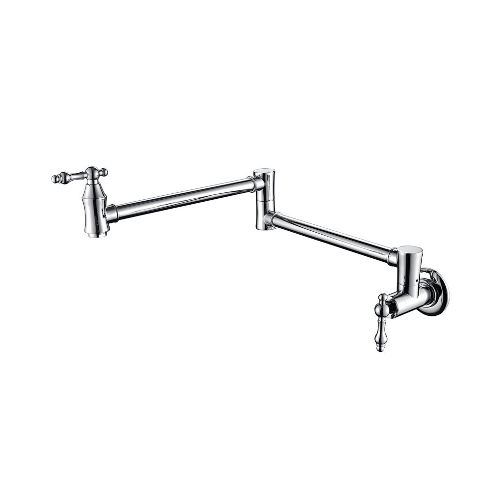 Wall Mount Folding Kitchen Pot Filler Faucet Single Handle Swing Arm Brass