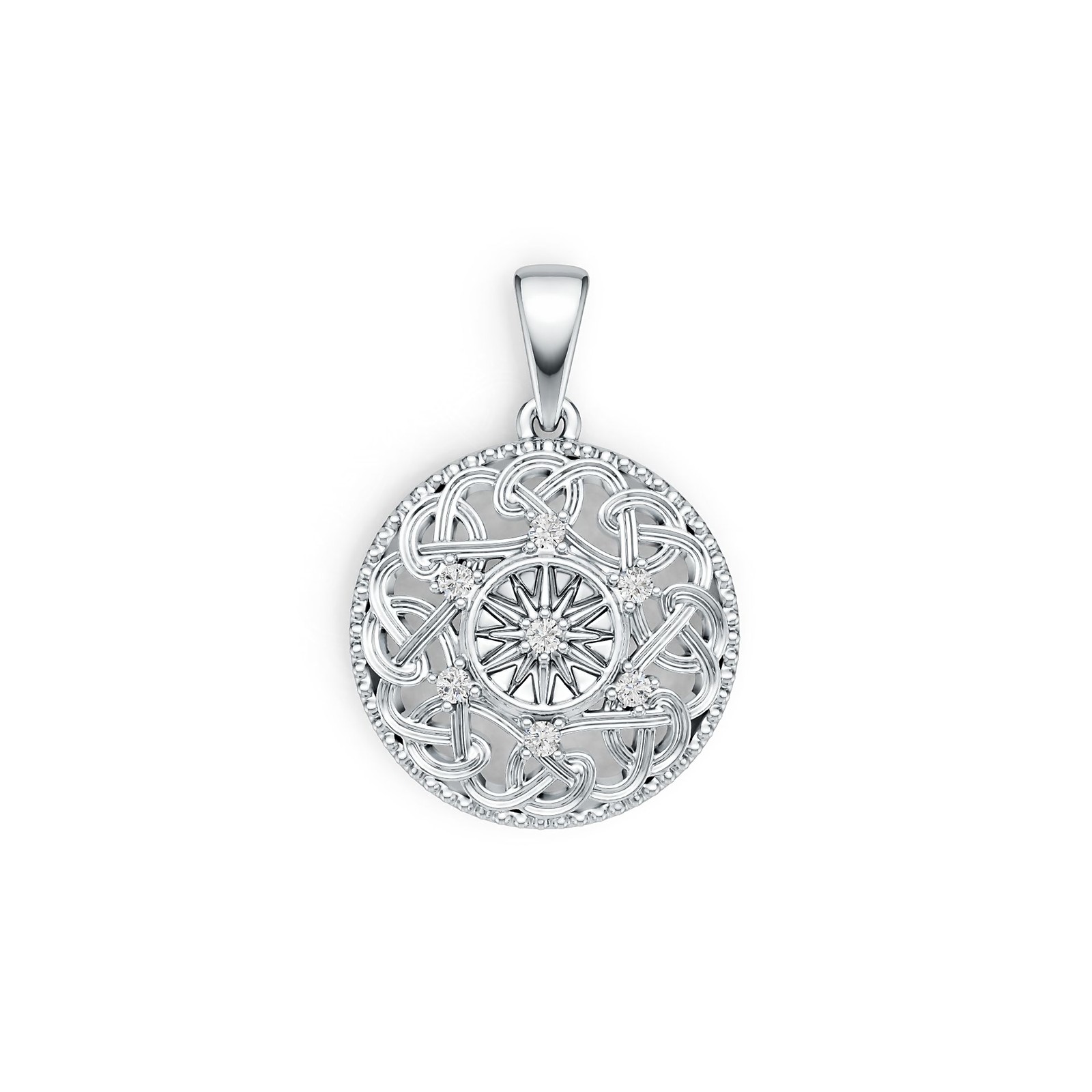 Sterling Silver Pendant Starburst Celtic Knot Compass Theme